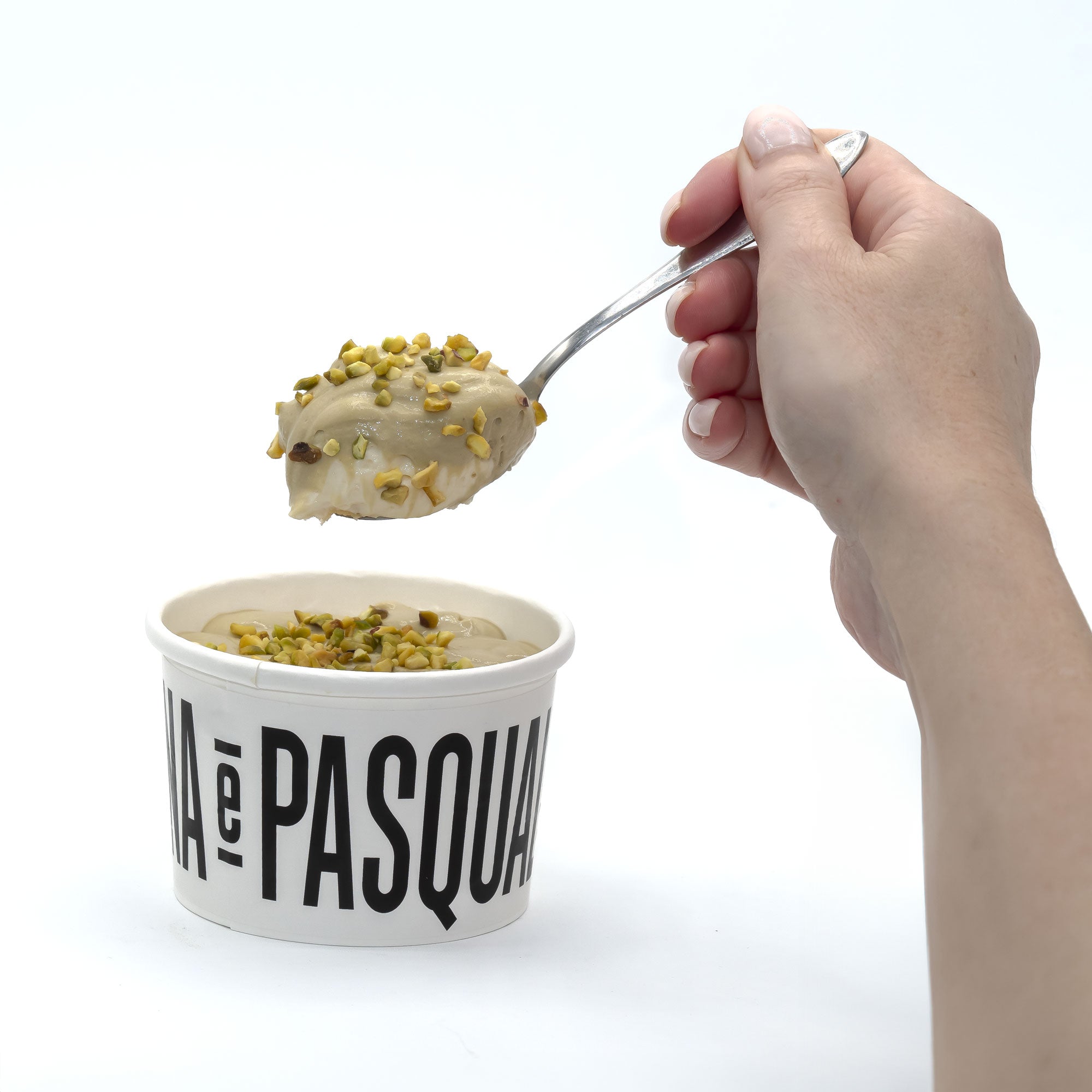 Tarrina capricho tiramisu pistacho en Barcelona - Valentina e Pasqualina